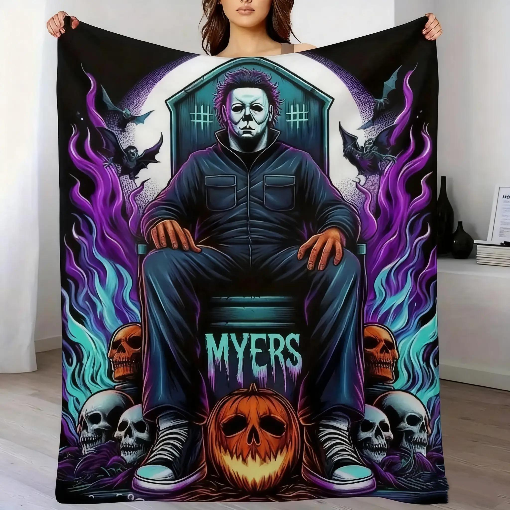 Horror Movie Halloween Soft Flannel Throw Blanket, Holiday Gift for Thanksgiving & Christmas, Multi‑Purpose Blanket for Sofa Bed Office Camping Travel Living Room