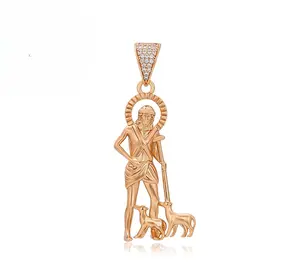 18K Gold Plated - St. Lazarus Pendant with Crystal Accents