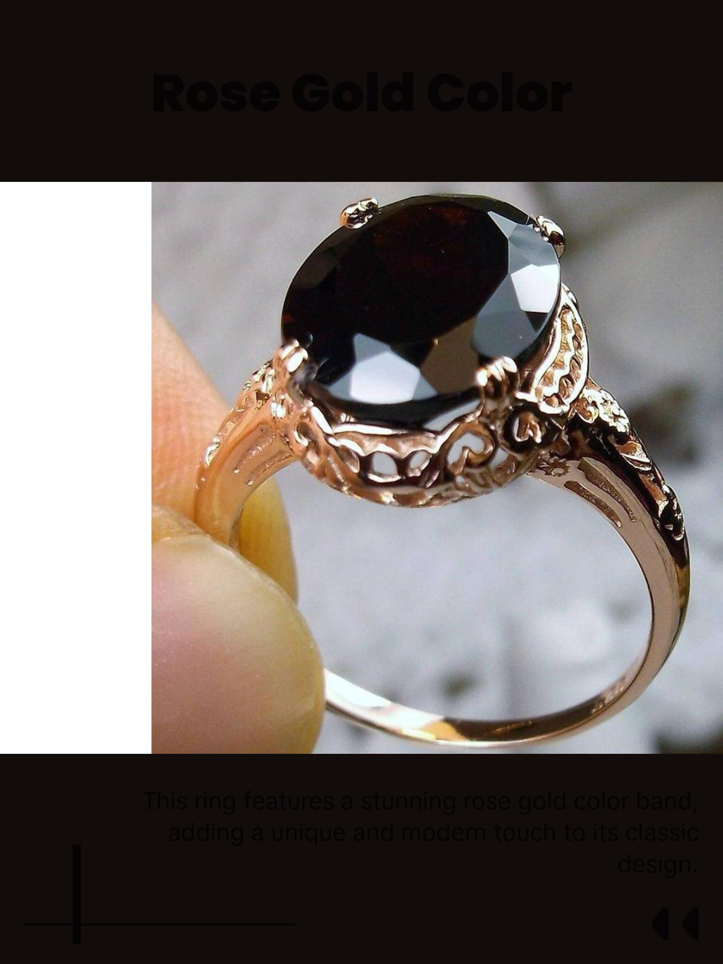 Sterling Silver 14mm Oval Red Garnet Rose Gold Ring - TikTok Shop