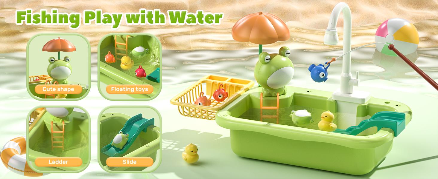 CUTE STONE Play Sink with Running Water Interactive Kitchen Sink Toys Upgraded Electric Faucet Pool Floating Fishing Toys for Water Play Miniature Cooking Set Kids Vanity - Artificial CUTE STONE Play Sink with Running Water Interactive Kitchen Sink Toys Upgraded Electric Faucet Pool Floating Fishing Toys for Water Play Miniature Cooking Set Kids Vanity - Artificial