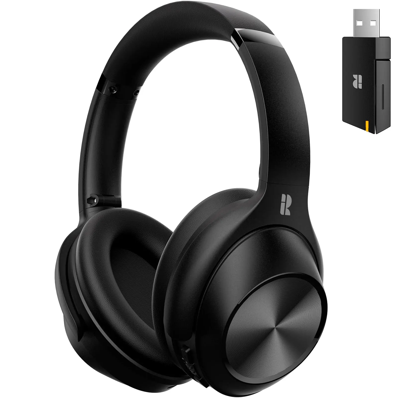 Hybrid Active Noise Cancelling Headphones, Bluetooth 5.4 Headphones Wireless Over Ear with Mic for Clear Calls, Hi-Res Audio, 90H Playtime, Transparency, Deep Bass, Dongle Connect, Custom App