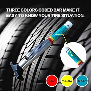 2 Counts 25mm Car Tire Tread Depth Gauge Color Coded, Universal Car Tire Tread Depth MeterReads in MM and 32nds, Quickly Identifies Tread on Tires