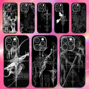 Gothic Cyber Sigil Cross Phone Case For iPhone 17 Pro Max Air,16,15,14,13,12,11,Pro,Max,Plus,X,XS,XR,SE,8,7,Mini & Samsung Galaxy S26 Ultra S24 S23 S22 S21 Plus Soft Silicone Black Case