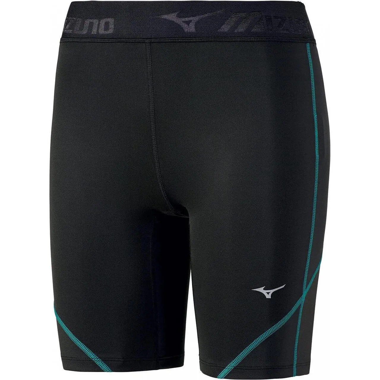 Mizuno Impulse Core Mid Tights Zip Pocket Shorts in Black | Women's