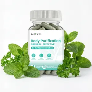 LuckDate Body Purification Chlorophyll Pills. Internal Deodorant for Odor, Breath & Detox. with Parsley & Mint. Natural Skin & Gut Support. 60 Capsules.