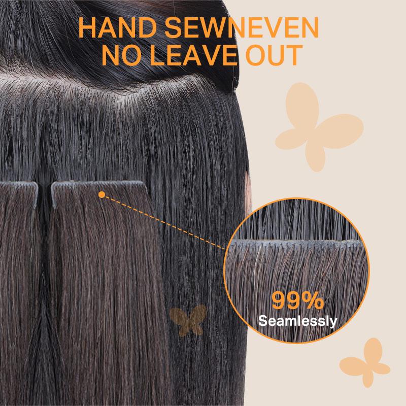 Doores 50g 14-24inch injected Tape in Hair Extensions 100% Human Hair No Glue No Clip, Pre-Bonded more Invisible