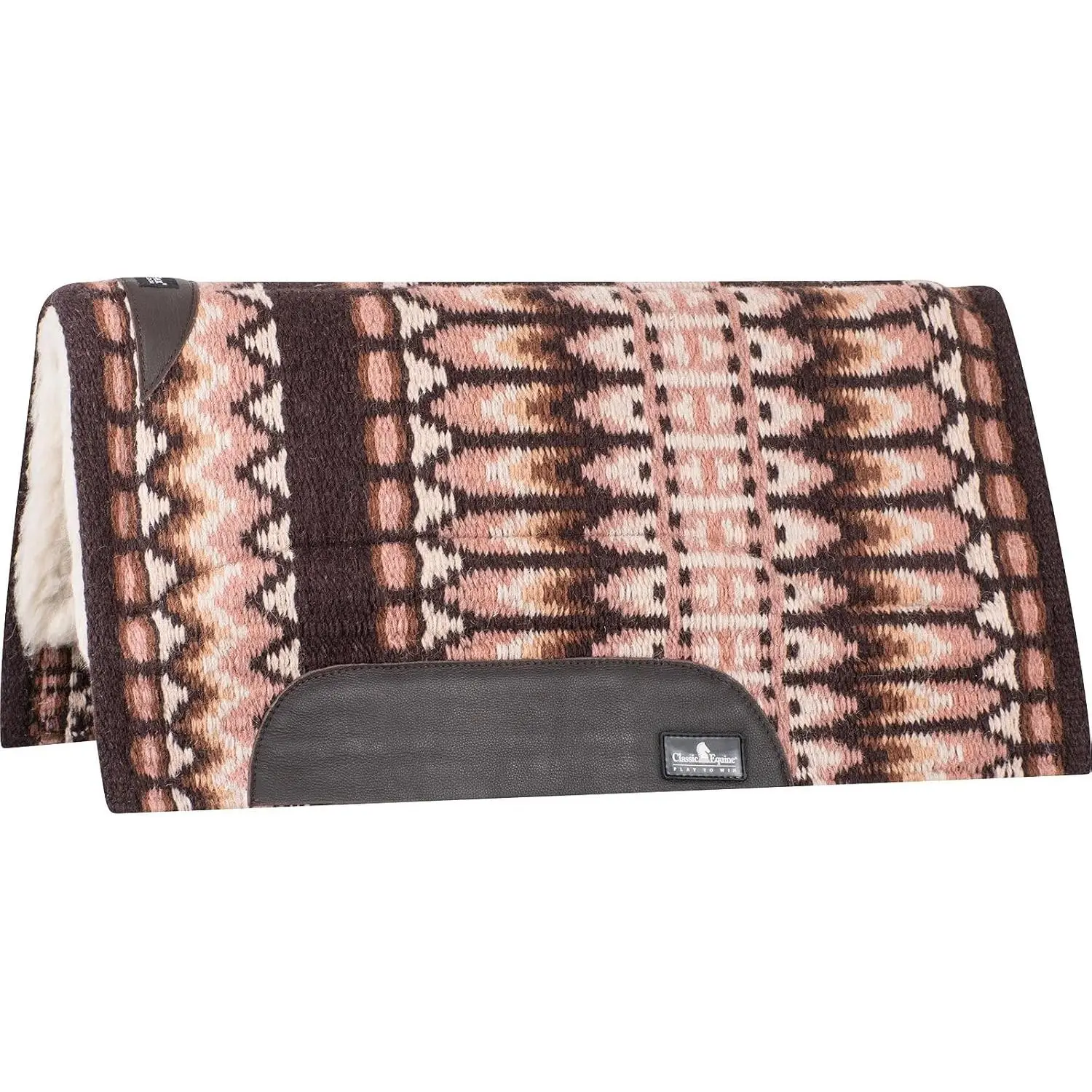 Classic Equine Sensorflex Wool Saddle Pad - 1" Heavy Wool Felt Center, Wool Fleece Bottom, 100% Wool Top Coffee-Chestnut / 32" x 34"