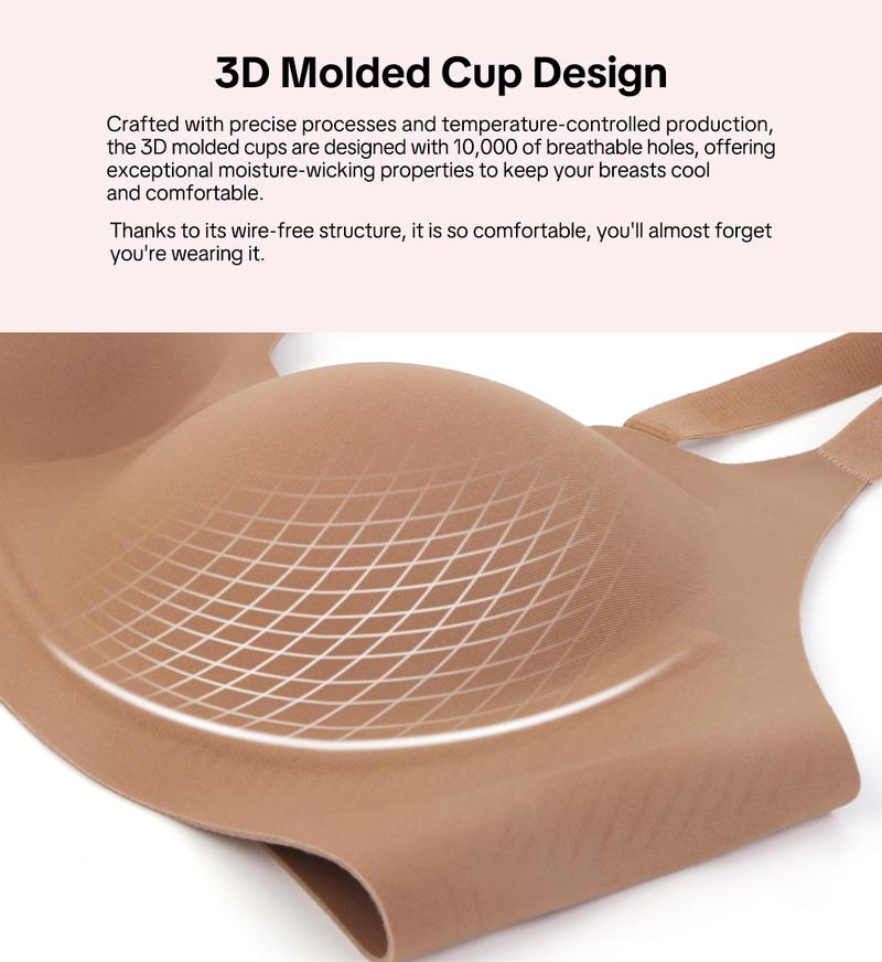 HSIA Elle Bundle 2 Pack AllDay Comfort Wireless Buttery Soft Jelly Seamless No Underwire Full Coverage Supportive T-shirt Bra Everyday Bra