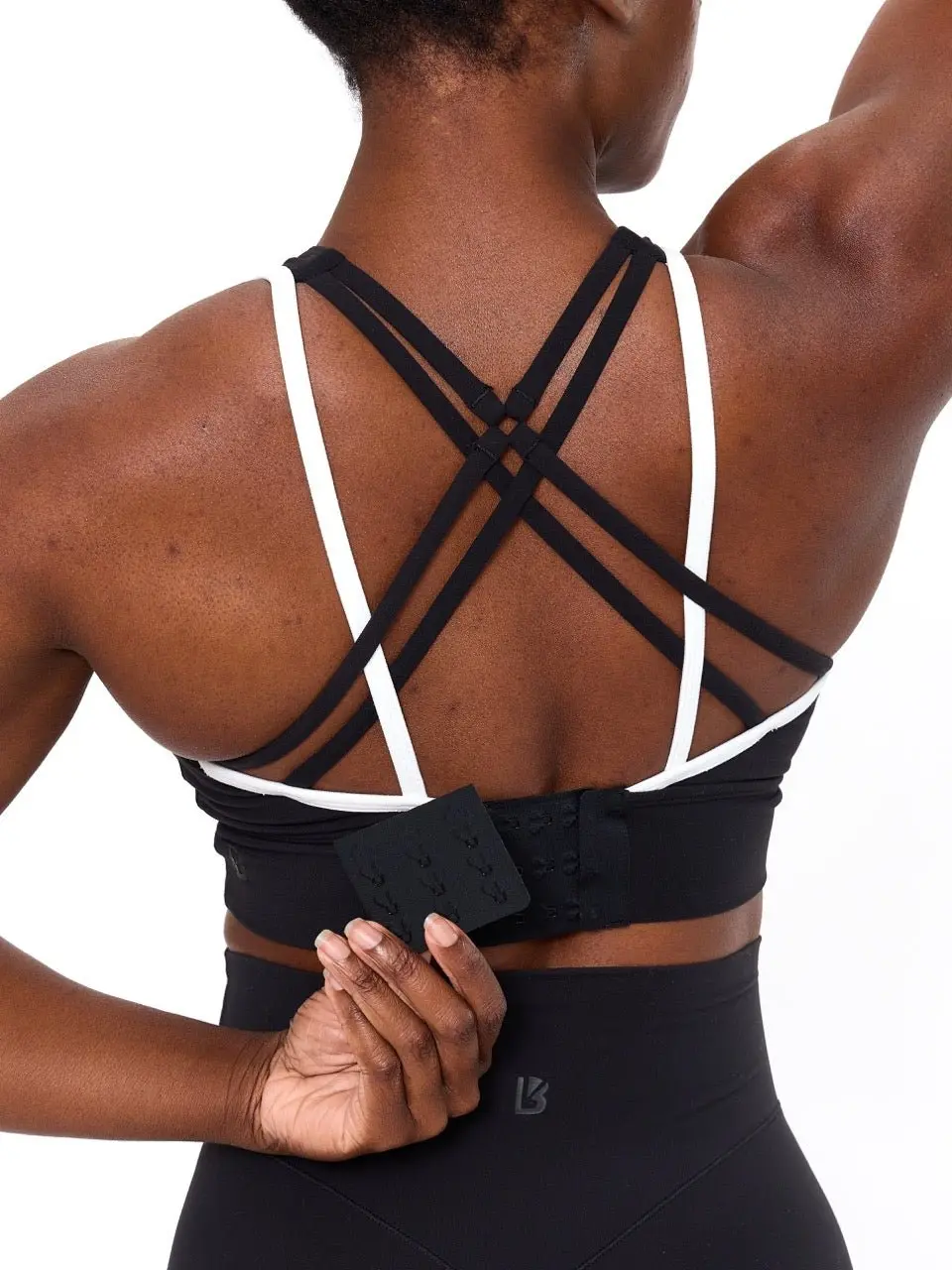Geo Sports Bra - Onyx Black and White Training Bra Sporty Workout Bra