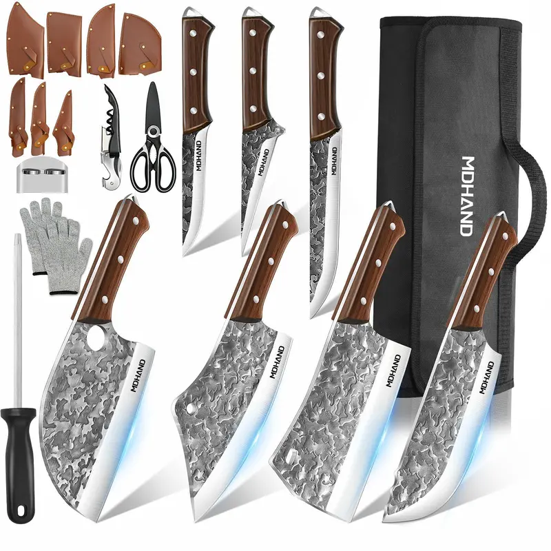 Style A moire-pattern kitchen knife set with accessories