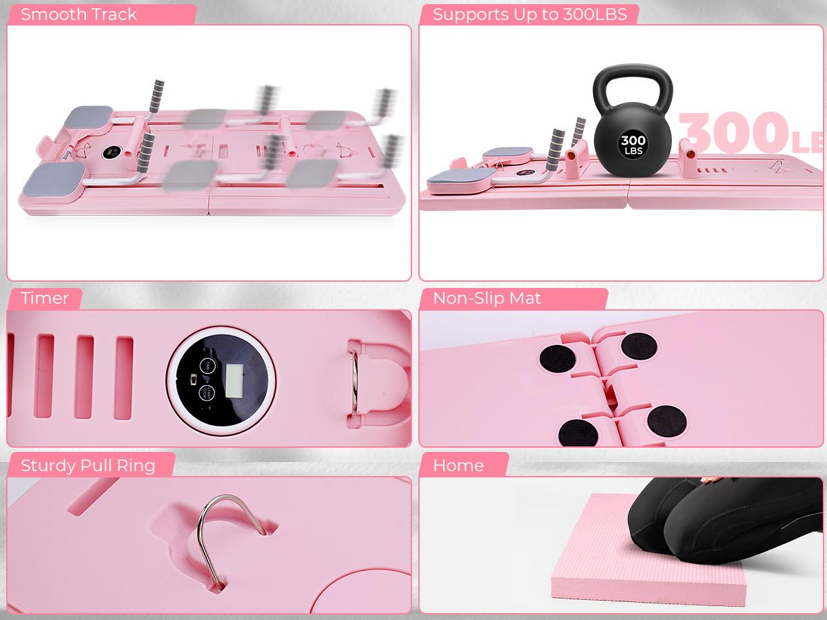 homimanor Pilates Reformer Machine, Multifunctional Abdominal Board with Pilates Bar and Resistance Bands Kit for Core & Full Body Training, Portable Pilates Board Equipment for Home Workout homimanor Pilates Reformer Machine, Multifunctional Abdominal Board with Pilates Bar and Resistance Bands Kit for Core & Full Body Training, Portable Pilates Board Equipment for Home Workout