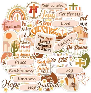 50 Pcs Christian Faith Prayer Board Stickers, Boho Inspirational Bible Verse and Jesus Quote Stickers, Religious Vision Board Supplies and Kit for Faith Journaling and Planner Use