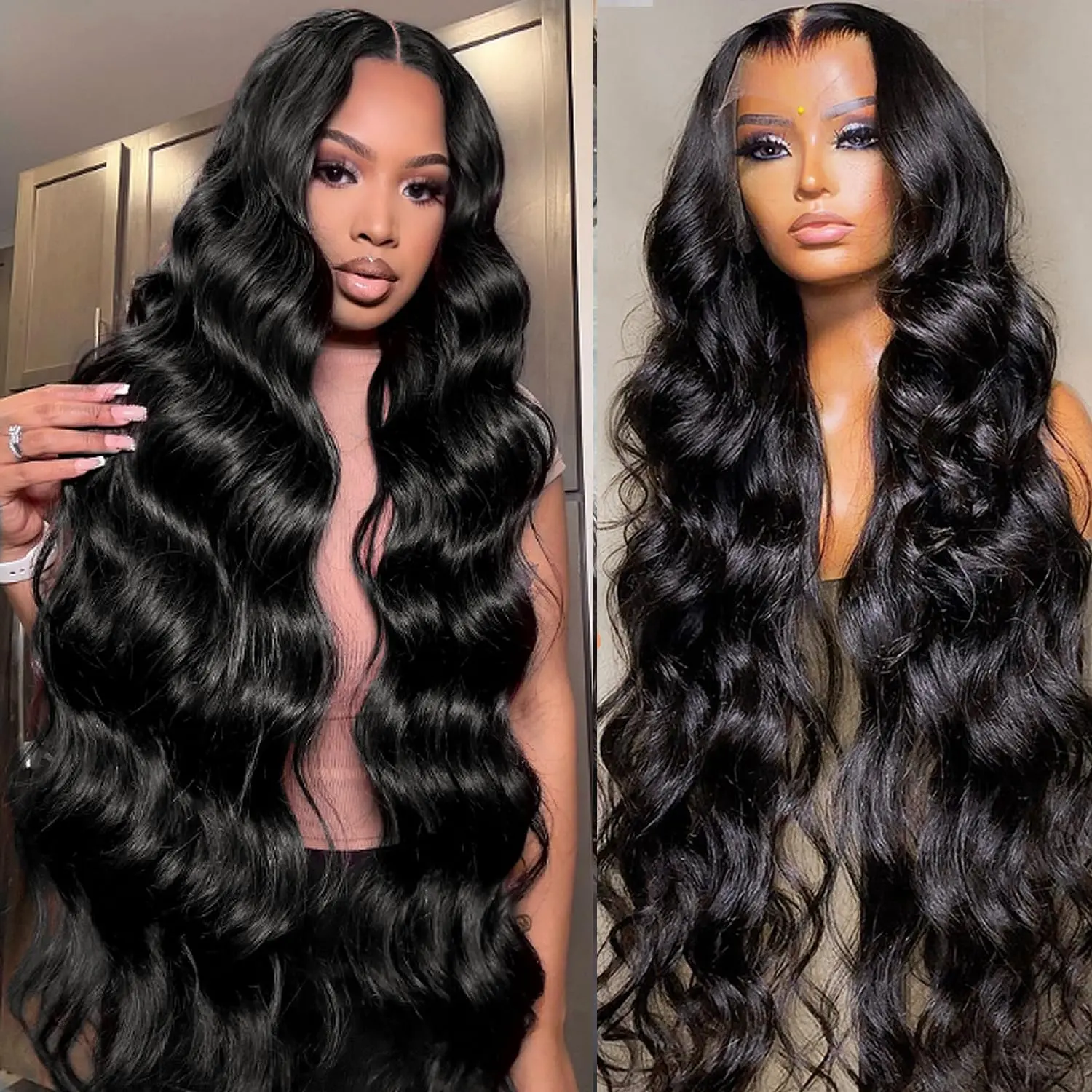 Lemoda Body Wave 13x6 HD Transparent Lace Front Wigs Human hair 180% Density Virgin 12A Straight Frontal Wigs Human Hair Natural Hairline 13x6 Body Wave/Straight Wig Pre Plucked Wig