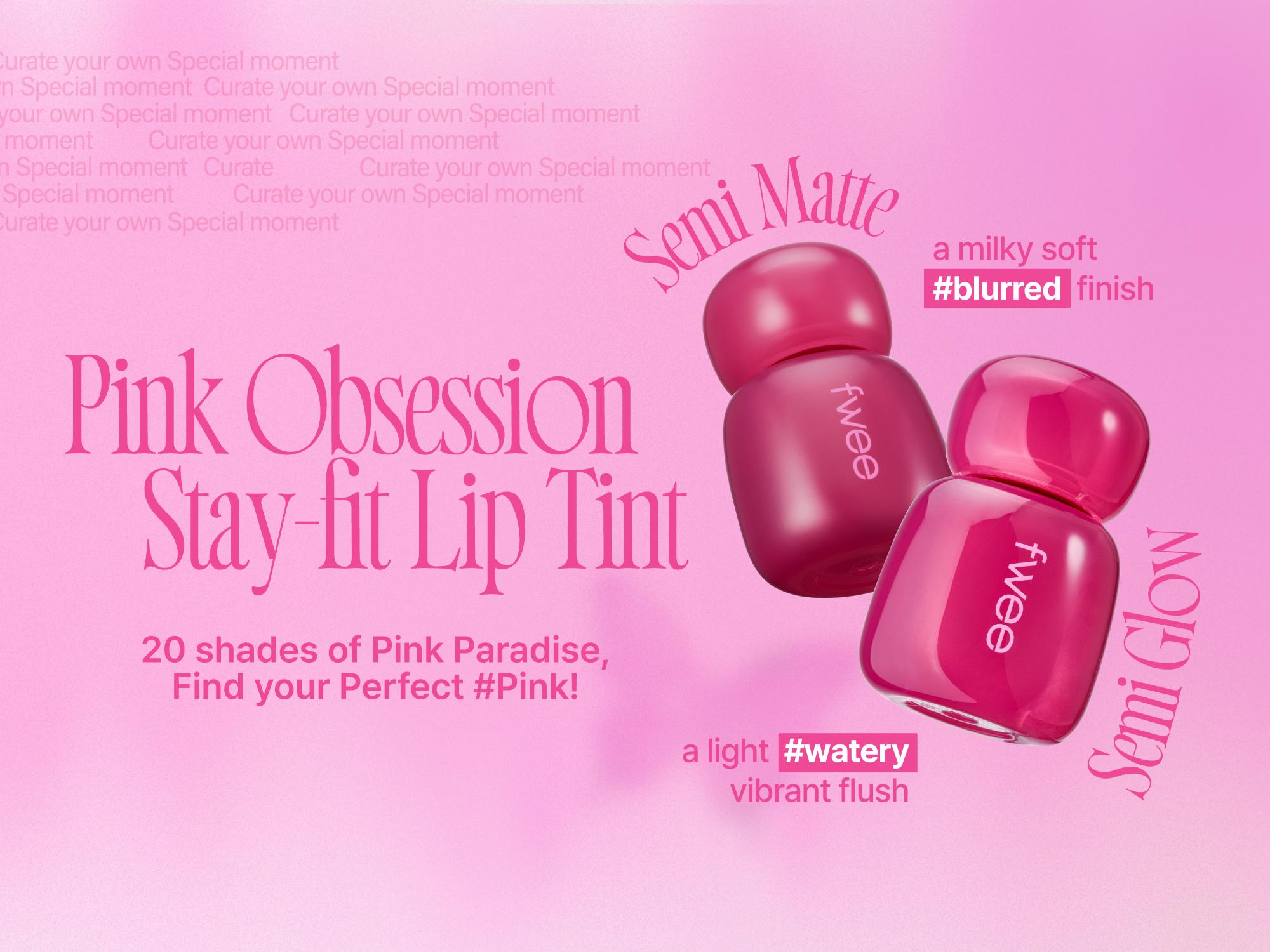 fwee Pink Obsession Stay-Fit Lip Tint | Weightless & Layerable Tint for Smudge-proof, Long-lasting Wear | Soft Blur Finish or Vibrant Flush,  | 20 Colors Makeup