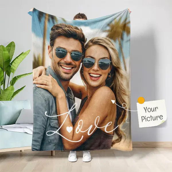 Personalized Picture Flannel Blanket Throw - Soft Comfy, Multiple Colors & Sizes, Heartfelt Gift for Adult Couple Valentine's Day & Birthday Presents, Soft Comfy Blanket