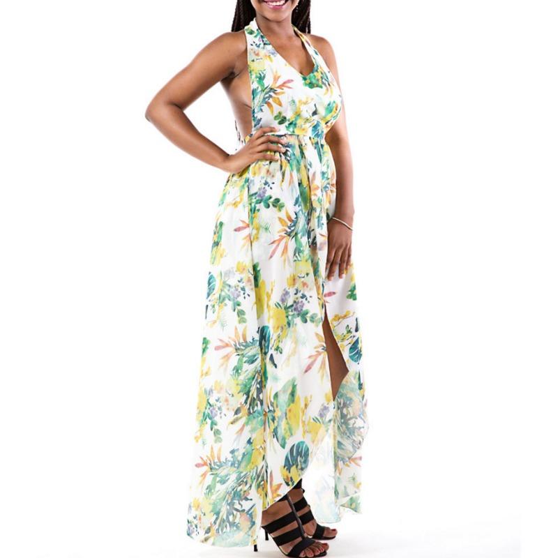 Sleeveless False Two Piece Printed Dress