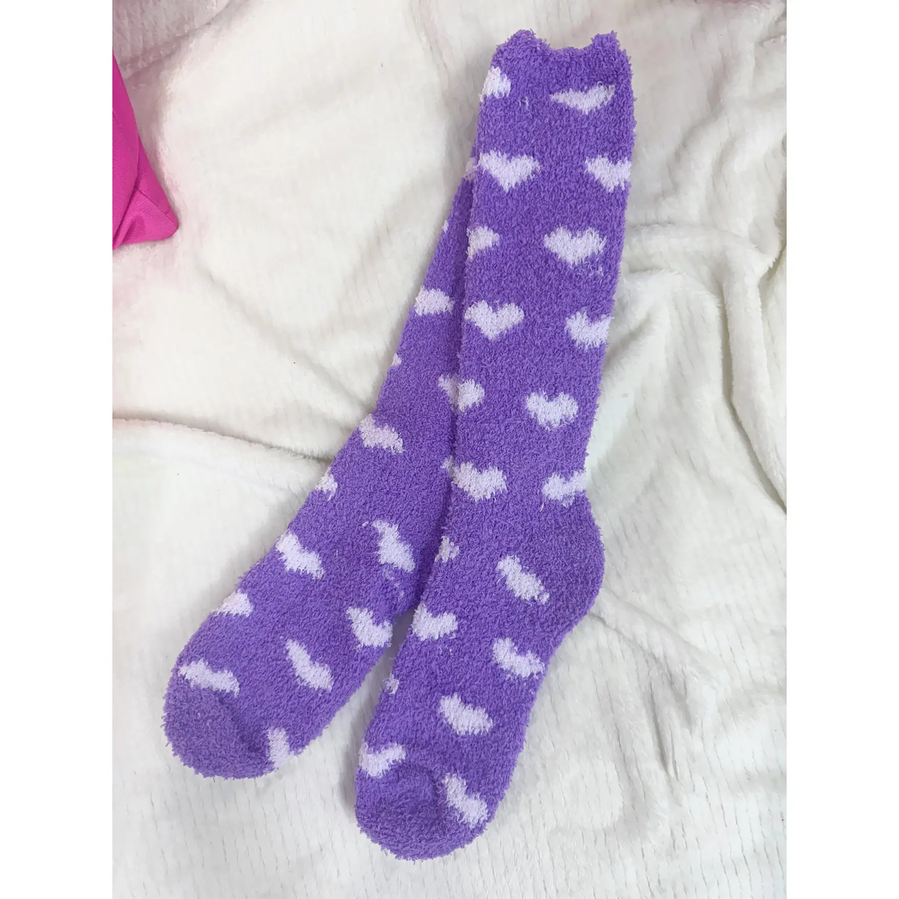 Purple Heart Fuzzy Socks