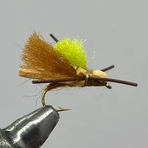 One Dozen (12) Mini Flopper Tan Terrestrial- Strike Fly Company