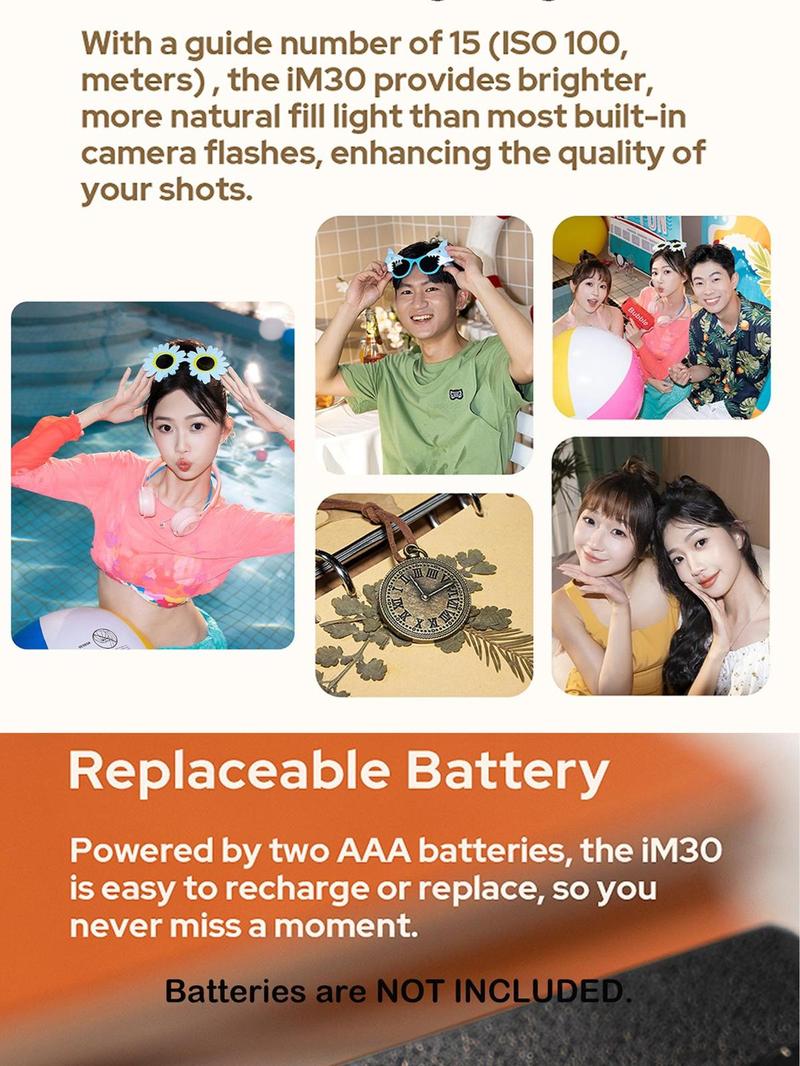 Godox Flash iM30 iFlash Camera Flash GN15 7:1/64 to Full Flash Power Steps,3.6s Recycle Time,CCT 6500K±200K with S1/S2 Optical Trigger for Canon Sony Nikon Fujifilm Fuji Olympus Panasonic Etc Cameras