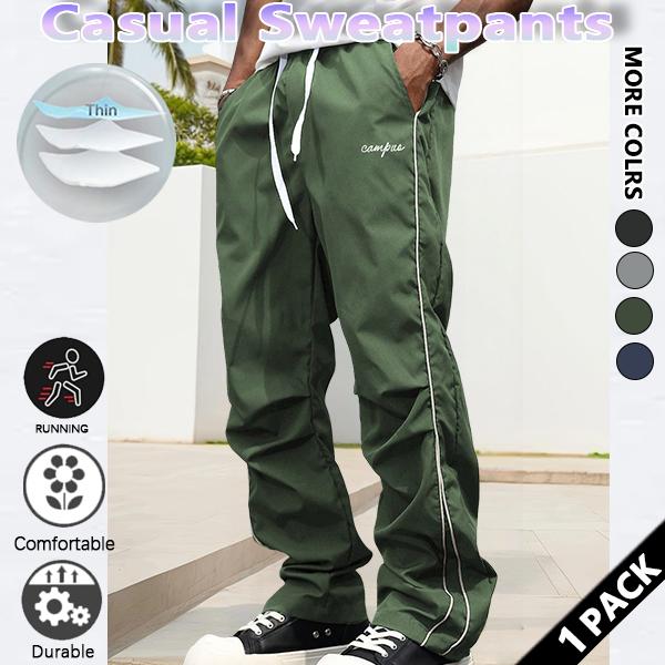 Loose Sports Pants Men's Trousers Grey Side Stripeswith Gold Accent Stripe Comfortable DesignAthleisure Style Bottoms Athletic Bottoms GymwearFitness Outfit