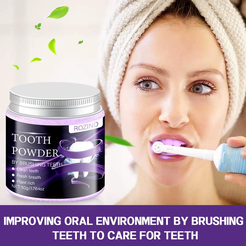 ROZINO Purple Teeth Whitening Powder with Hydroxyapatite for Stain Removal & Color Correction 50g Toothpaste Booster for Enhanced Oral Hygiene ROZINO Purple Teeth Whitening Powder with Hydroxyapatite for Stain Removal & Color Correction 50g Toothpaste Booster for Enhanced Oral Hygiene