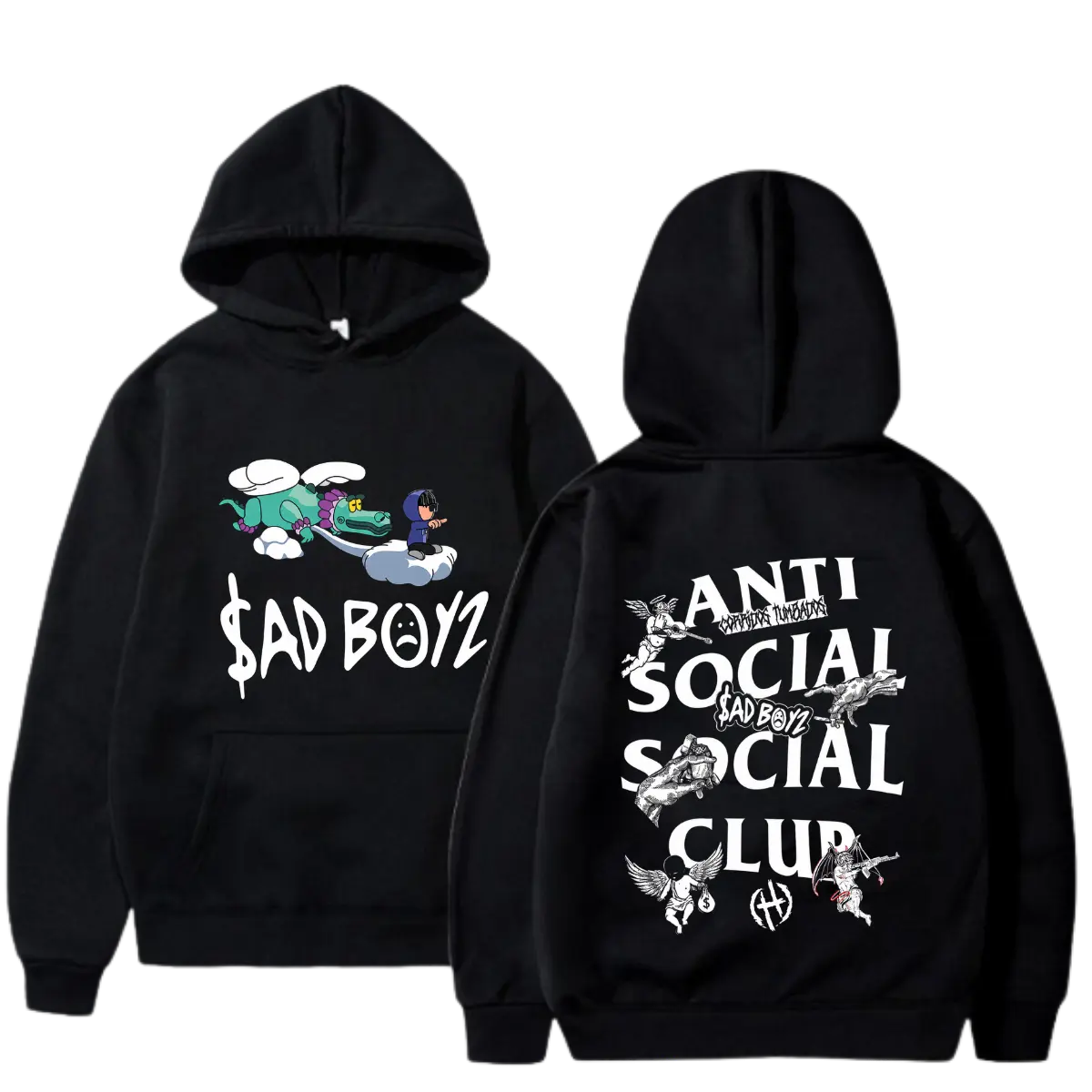 🎵 🎤 Sad Boyz Anti Social Club Hoodie, Y2K Streetwear Hoodie, Oversized Graphic Hoodie, Vintage Goth Hoodie, Harajuku Fashion Hoodie, Unisex Pullover Hoodie