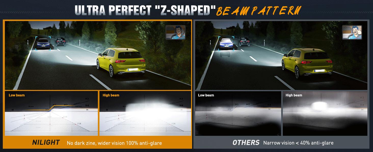 Nilight Headlight Assembly Compatible with 1996 1997 1998 1999 Chrysler Town & Country Dodge Grand Caravan Plymouth Grand Voyager Replacement Headlamp Chrome Housing Amber Reflector