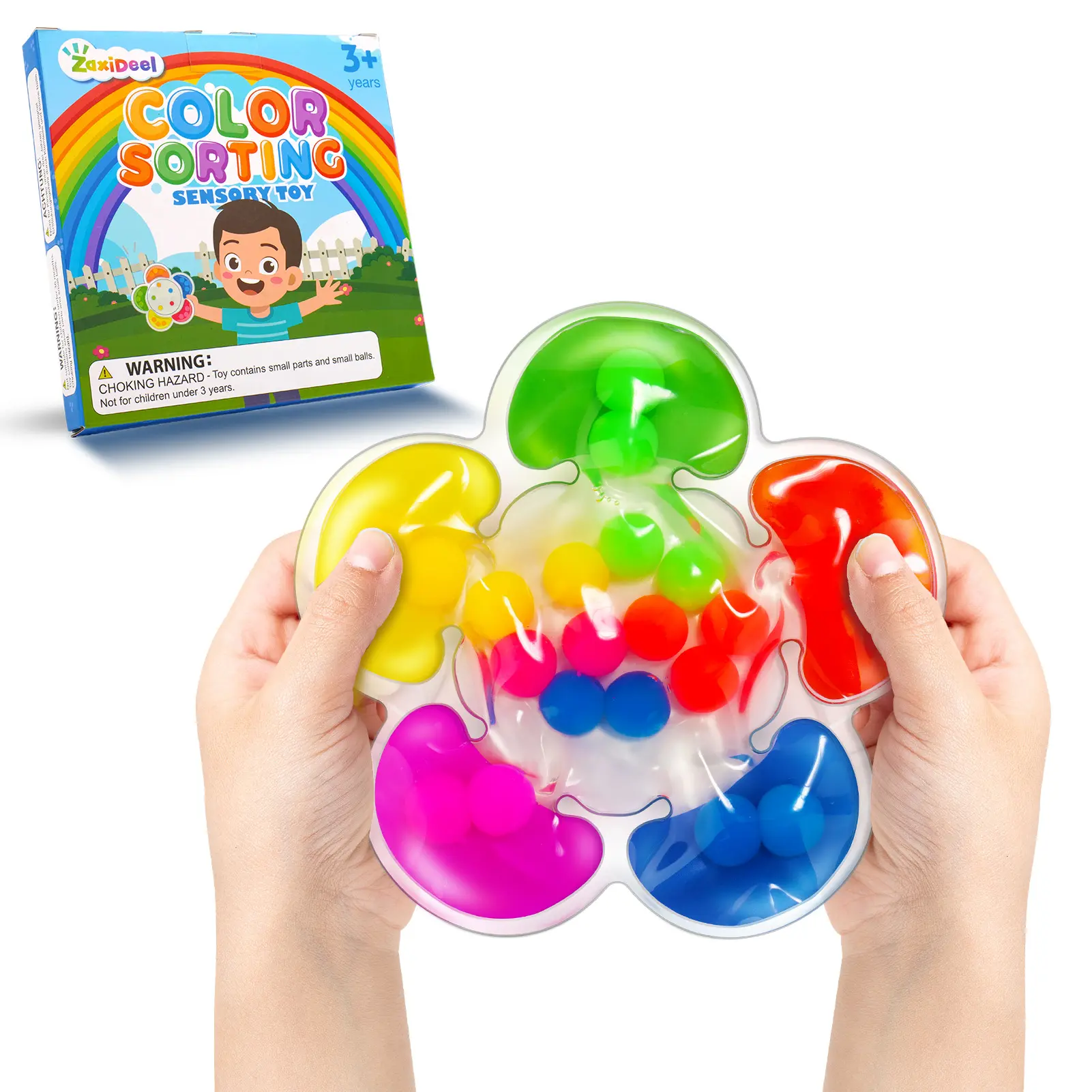 LESONG Color Sorting Flower Matching Sensory Toy - Soft Rubber Toddler Toys, Preschool Learning Activity, Sensory Room Supplies, Cool Gifts for Kids Ages 3+