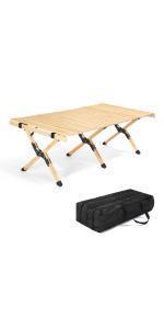 VINGLI 4 Ft Camping Picnic Table Set with 4 Seats with Umbrella Hole Folding Lightweight Suitcase Card Table-220 Lbs Support Aluminum Frame, Plastic RV Tabletop for Barbecue,Travel,Outing,Gathering