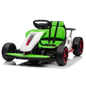 24V Kids' Electric Go Kart, Dual 200W Motors Drift Kart, 8.1MPH Max Speed, Large Battery, Music & Horn Ride-On Racing Toy - Green