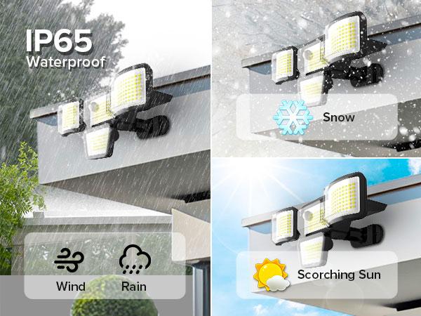 Solar Outdoor Lights 3000LM 238LED Security Lights 3 Heads Motion Sensor Spotlights with 3 Modes IP65 Waterproof 6500K for Yard Garden Driveway Porch Garage Patio Gifts,Thanksgiving & Christmas Gifts