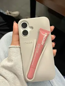 (Full box with lip) Rhode Original Phone Case for iPhone 17/ 17 Air/ 17 Pro/17 Pro Max 16 15 14 13 12Cover Portable Lip Gloss Hailey Rhode Silicone Phone Stand Girls Gift Bag