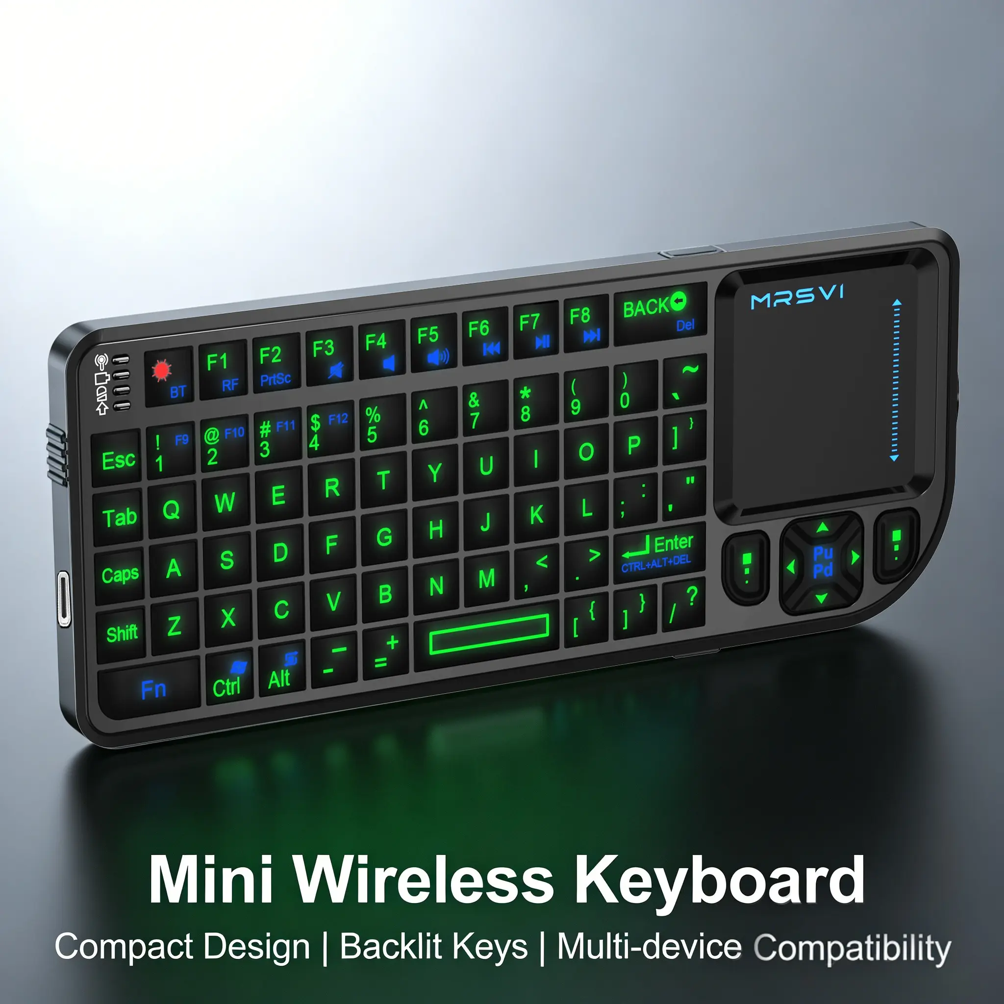 Mini Computer Keyboard with Touchpad, Bluetooth & 2.4G Dual-Mode Ultra-Thin Backlit Portable Rechargeable Keyboard, USB Rechargeable for Tablet/PC/Phone/TV, Suitable for Travel, Office & Home Use (Flashlight Included)