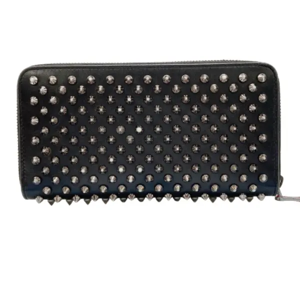 Pre-owned christian louboutin As Seen On Screen As Seen On Screen M205 Panettone Black Stud Zippy Wallet ️ $890