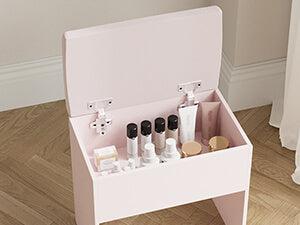 Small Vanity Desk Set with 3 Adjustable Lighted Mirror and Storage Chair IF018