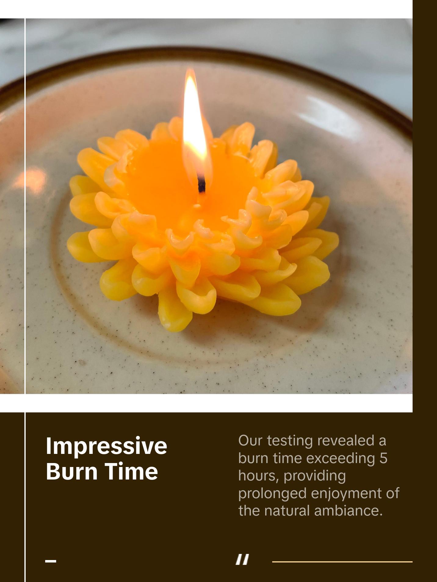 Set of 2 chrysanthemum candles - 100% pure beeswax - 2.5”