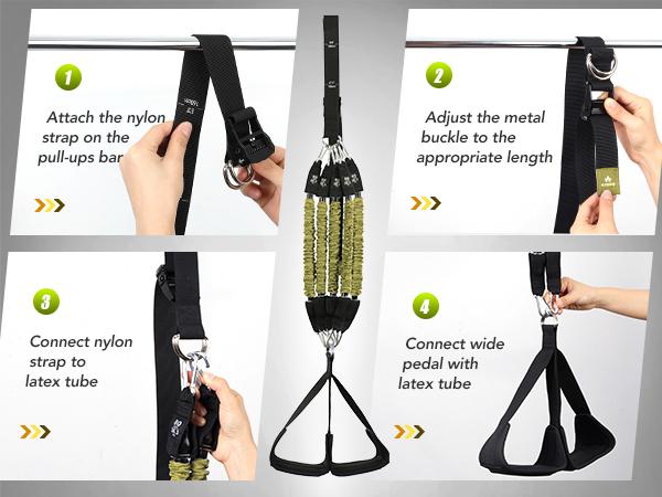 ALongSong Pro Pull-Up Assist Bands Heavy-Duty 320-400lb Adjustable Resistance for Home Gym & Outdoor Training with Extra-Wide Footplate & Carry Bag - Workout Straps