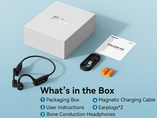 [2025 New Arrival] Viyawise B11 Bone Conduction Headphones, IP68 Waterproof Earbuds for Swimming, 32GB & Bluetooth 6.0 Wireless Underwater Open Ear Headphones with Mic for Sport