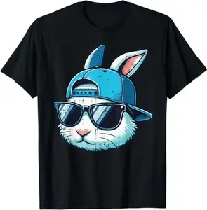 Easter Bunny Face Baseball Cap Sunglasses Rabbit Man T-Shirt
