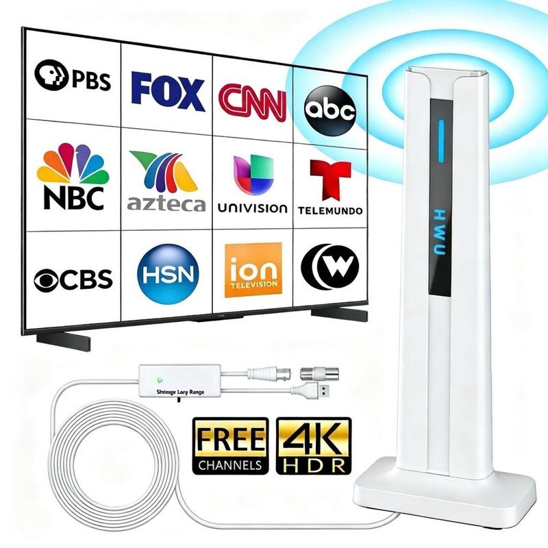 HWU Digital TV Antenna for LOCAL free channels indoor,  Easy Setup IndoorOutdoor Antennas for smart tv Support 4K 1080p, Long Range Reception installation