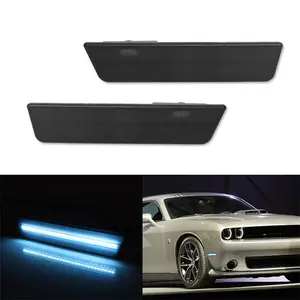 2PCS Front Bumper Ice Blue LED Side Marker Lights For Dodge Challenger 2008 2009 2010 2011 2012 2013 2014 Replace OEM # 68043394AA CH2555100 REPD104501 68043395AA ﻿