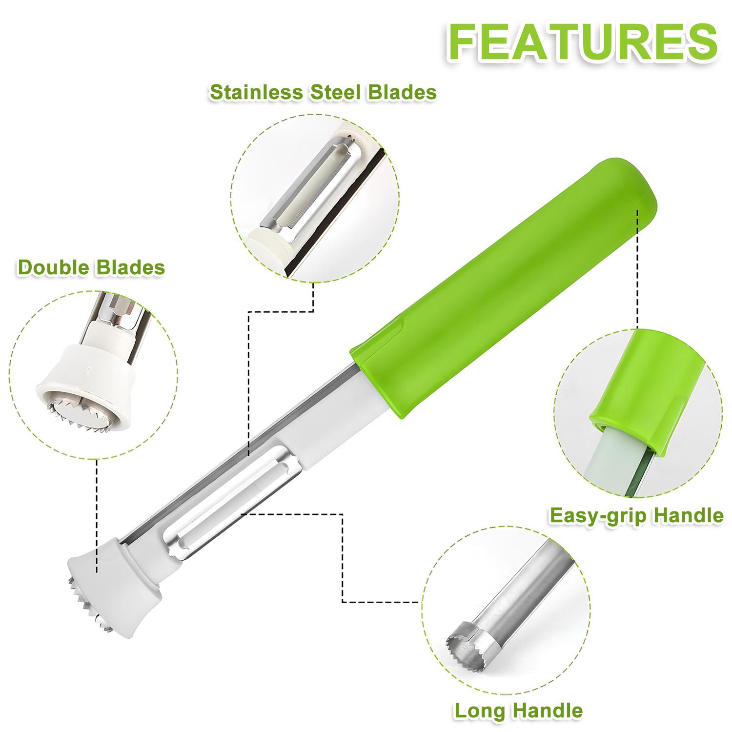 2 in 1 Apple Corer and Peeler, Apple Core Removal Tool, Stainless Steel Fruit Vegetable Corer and Peeler Tool, Multifunction Corer Tool, Kitchen Gadget for Fruit and Vegetable