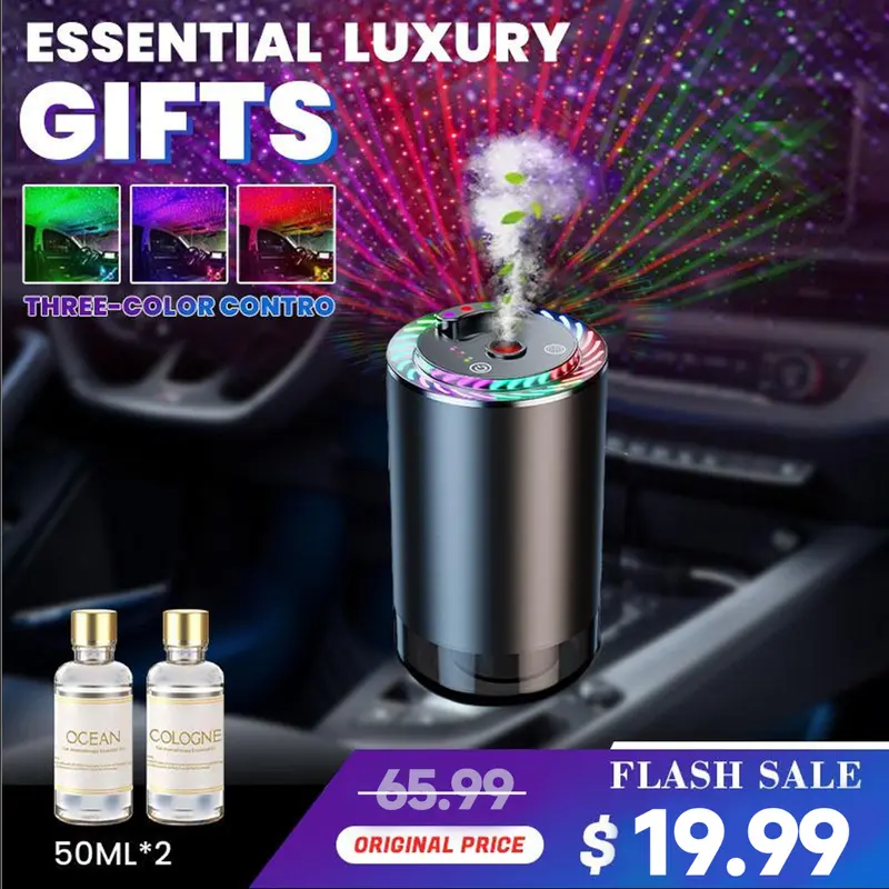 【Valentine's Day Gift 】Gift Set - Smart Car Air Freshener: 50ML×2 Natural Cologne Air Purifier Lasting Fragrance Star Roofing,Suitable For Cars, Offices, and Homes
