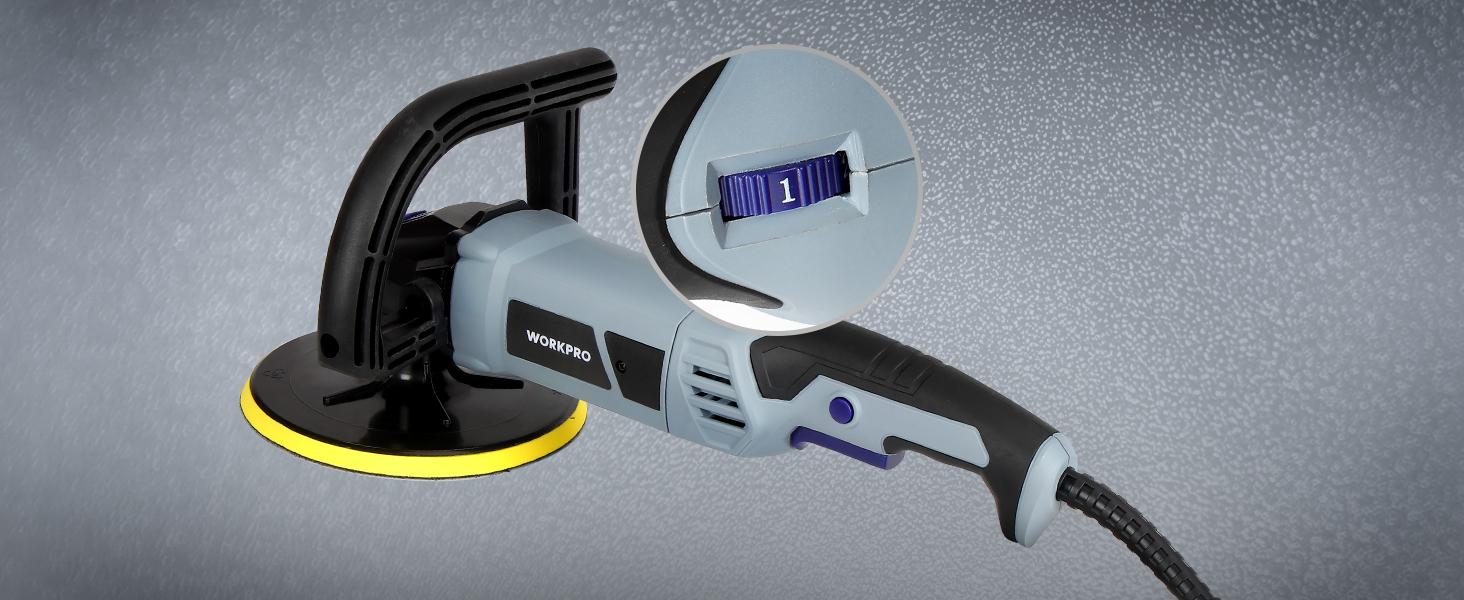 #JumpstartSale WORKPRO Buffer Polisher - 7-inch Car Buffer Waxer with 4 Buffing and Polishing Pads, 6 Variable Speed 1000-3800 RPM, Detachable Handle, Ideal for Car Detailing, Sanding, Polishing, Waxing