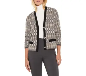 NIC+ZOE Grid Mix Sweater Cardigan