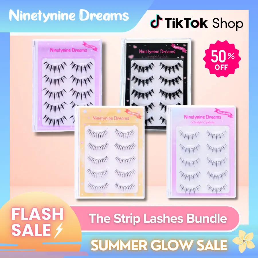 Ninetynine Dreams Manhua Strip Lashes Bundle | DIY False Eyelash Set Anime Spiky Eyelashes Douyin All in One Lash Kit with Natural and Dramatic Doll Eye Looks, Reusable and Lightweight Falsies for Everyday and Special Occasions Makeup Cosmetic