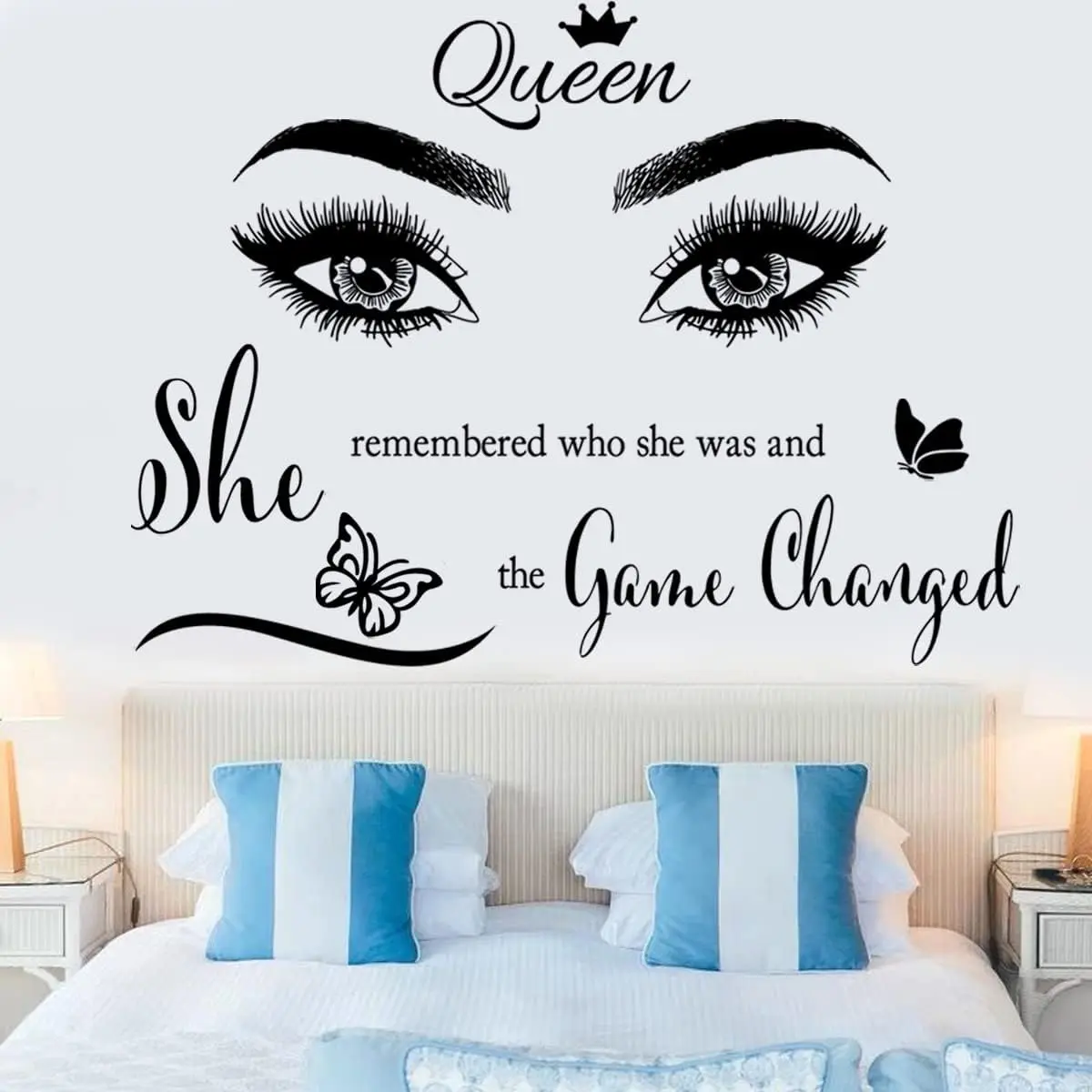 Inspirational Wall Sticker Pretty Eyelashes Eyes Wall  Motivational Word Letter Decal Wall Art Quote She Remembered Who She Was and The  Changed Wall Stickers for Women Girls Bedroom Living