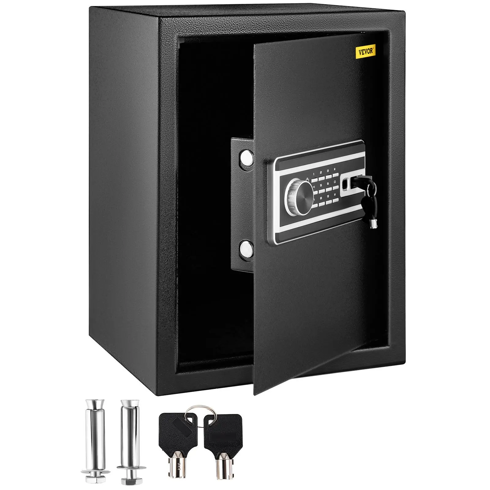 【Summerfinds】VEVOR Safe Box 2.1 Cubic Feet Money Safe with Fingerprint Lock and Digital KeypadFireproof Home Safes with A Removable ShelfWall-Mounted Security Safe for CashWatchPassportDocumentBlack