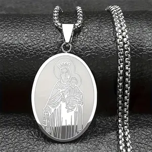 Classic Pendant Necklace,Men's and Women's Stainless Steel Gold-plated Faith Chain,Catholic Necklace Jewelry Gift