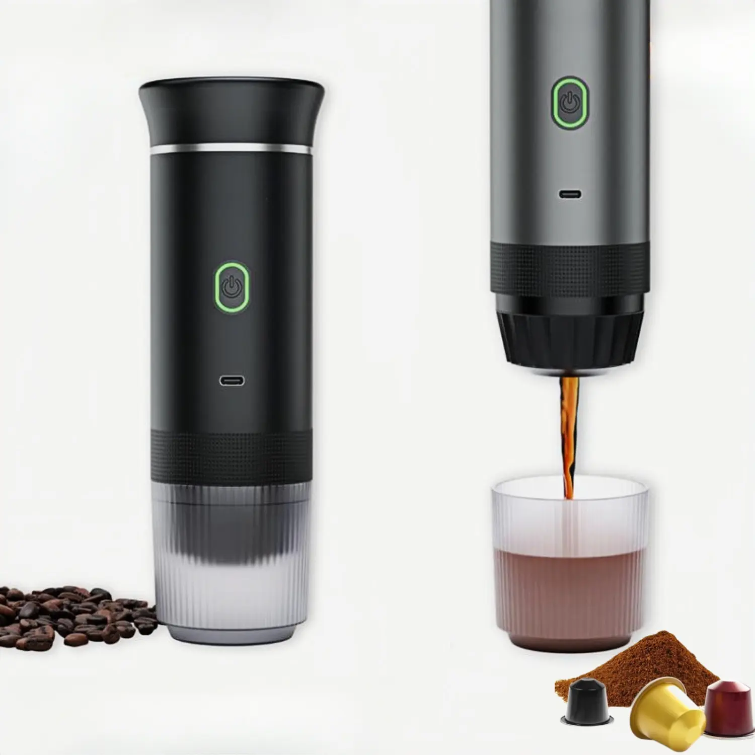 MIUVA Wireless Compact Self-Heating Espresso Maker - Coffee Equipment with Heating System, 40psi Pump Pressure, 3-in-1 Brewing, Capsule & Ground Coffee Compatible, 50+ Extractions, Lightweight for Travel, Free Accessories Pack, Valentine's Day Gift, 3 In